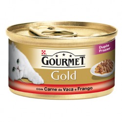 GOURMET GOLD DUPLO PRAZER COM CARNE DE VACA E FRANGO
